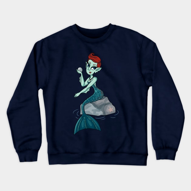 Mermaid Lagoon - Sea Monster Siren Crewneck Sweatshirt by katidoodlesmuch